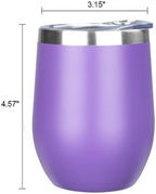 MEZMUT 12oz Insulated Wine Tumbler with Lid Wine Glass Cup(Purple,1) - Image 3