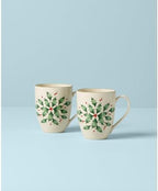 Lenox Hosting the Holidays Holly Porcelain Christmas Mug Set for 2, 14oz - Image 2