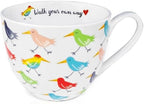 Birds Mugs for Daily Coffee and Tea, Premium 20 oz Bone China Coffee Tea Hug Mug, Perfect Holiday, Birthday and Christmas Gift for Bird Lovers, Designed in England by Harvest Green Studio by MFoffice