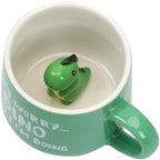 Cute Dinosaur Ceramic Coffee Mug Hidden 3D Animal In Cup Ideal Creative Holiday Gifts Christmas and Birthday Gifts for Animal Lovers Family Kids Friends Colleagues 12OZ (Green and Black) by Unknown