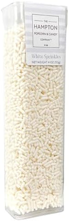 White Sprinkles Jimmies 4 oz, Sprinkles For Cake Decorating, Baking, Ice Cream & More, The Hampton Candy Company by TheHamptonPopcornCandyCompany