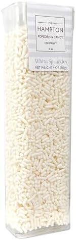 White Sprinkles Jimmies 4 oz, Sprinkles For Cake Decorating, Baking, Ice Cream & More, The Hampton Candy Company by TheHamptonPopcornCandyCompany