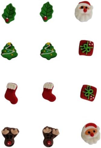 EPHVODI Christmas Cakes Decorations 12pcs Edible Santa Claus Christmas Tree Shaped Hard Sugar Icing Decorations Cupcake Toppers for Baking Cookie Ice Cream Candy Decoration - Image 3