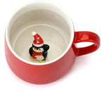 Cute Penguin Ceramic Coffee Mug Hidden 3D Animal In Cup Ideal Creative Holiday Gifts Christmas and Birthday Gifts for Animal Lovers Family Kids Friends Colleagues 12OZ (Black and Red) by Unknown