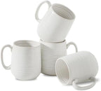 HASENSE Coffee Mugs Set of 4, 15 Ounce Porcelain Latte Mug Set with Handle for Morning Coffee Tea and Cocoa, Ceramic Coffee Cups with Unqiue Glaze for Men, Women, Plain by Hasense