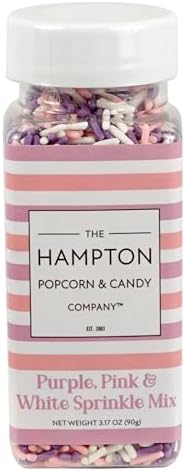 Pink, Purple & White Sprinkles Jimmies 3.17 oz, Sprinkles For Cake Decorating, Cake Sprinkles, Sprinkles For Baking, Ice Cream & More, The Hampton Candy Company - Image 4