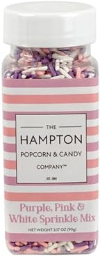 Pink, Purple & White Sprinkles Jimmies 3.17 oz, Sprinkles For Cake Decorating, Cake Sprinkles, Sprinkles For Baking, Ice Cream & More, The Hampton Candy Company - Image 4