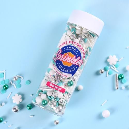 Snowflake Sprinkles for Cake Decorating 4.23 ounce Frozen in Sugar Pearls Sprinkles for Cupcakes Topper Cookie Metallic Sprinkles Mix Jimmies Confetti Cake Decorations for Kid's Birthday Christmas Party - Image 5