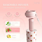 YOME 17oz Strawberry Pink Ceramic Lined Insulated Coffee Mug with Infuser for Women Gift | One-handed Pop Open Lid | Stainless Steel |Keep Drinks Cold and Hot| 100% Leak Proof - Image 4