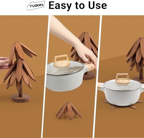 Coasters, Wooden Tree-Shaped Sapeli Wood Drink Coasters Set for Coffee Table, Kitchen Table Decor (Wood-1, Extra Large(Large Trivets)) - Image 2