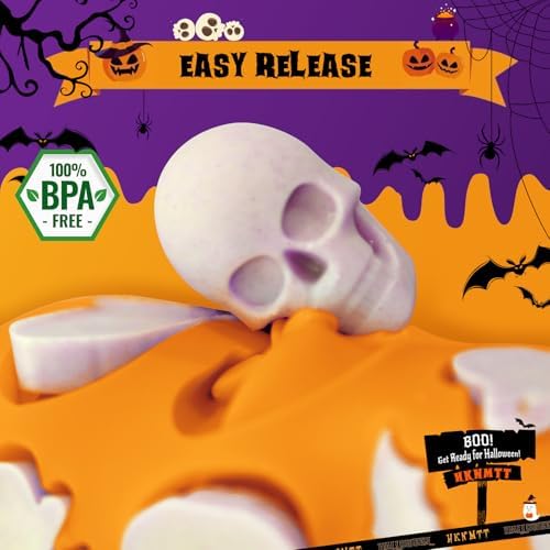 Halloween Molds Silicone for Chocolate 3 Pack, 3D Halloween Chocolate Candy Gummy Mold Skull Pumpkin Bat Ghost Witch Hat Spider tombstone Shapes Mold - Image 4