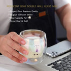 Binoster Cute Mugs Double Wall Glass Coffee Glass Cup Kawaii Bear Tea Milk Cup Funny Mug Animal Mug Aesthetic Cup for Office and Personal Birthday Gift (Colorful Bear) - Image 3