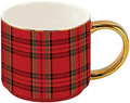 Sweet Water Decor Red Plaid Coffee Mug, 14oz China Christmas Mug with Gold Handle, Large Holiday Winter Cup for Coffee, Tea & Hot Chocolate, Stocking Stuffer Gifts for Women by SweetWaterDecor