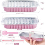 120Pack Pink Mini Loaf Pans with Lids, 6.8oz Aluminum Mini Cake Pan - Image 2