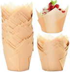 120pcs Jumbo Natural Tulip Cupcake Liners, Greaseproof Muffin Liners by JIRNGLA