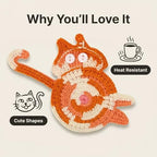 Coasters Gifts for Cat Lovers 3PCS Cat Coaster Woven Creative Cat Coaster - Image 4