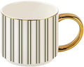 Sweet Water Decor Green Stripe Coffee Mug, 14oz China Christmas Mug with Gold Handle, Large Holiday Winter Cup for Coffee, Tea & Hot Chocolate, Stocking Stuffer Gifts for Women by SweetWaterDecor