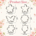 Flower Cookie Cutter Set, 6 PCS Tulip, Cherry Blossom, Frangipani, Daisy, Sunflower, Butterfly, Stainless Steel Holiday Cookie Cutter Shapes for Baking Biscuit Molds - Image 2