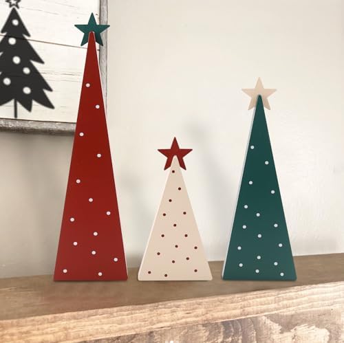 Christmas Decorations-Three Sizes Wooden Tree Sign with Star - Image 5