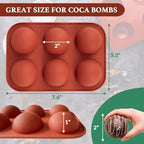Hot Chocolate Cocoa Bomb Molds Hemisphere Silicone 2 Inch 4 Pack, Semi Ball Mould 6 Cavity Large Circular, BPA Free Non-Stick Half Sphere Holiday Valentine DIY Cake Jelly Dome Mousse - Image 4