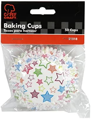 Chef Craft Paper Patterned Cupcake Liners, 50 Count, Blue/Pink/Green/Orange - Image 2