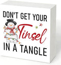 Don't Get Your Tinsel in a Tangle Sign, Funny Christmas Wood Box Decor by Unknown