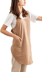 Cotton Cross Back Aprons Solid Color Cooking Kitchen Garden Smock - Image 2
