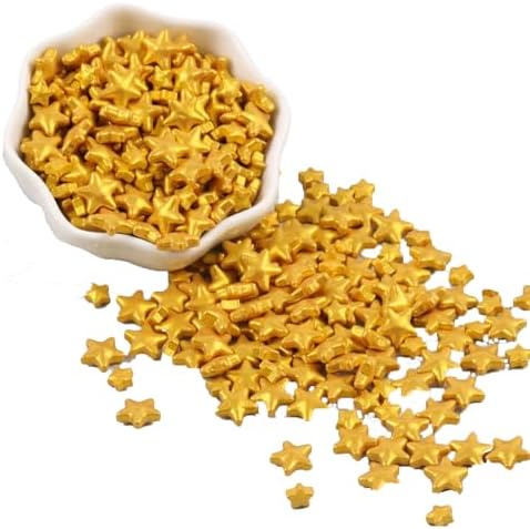 Sentovac Gold Star Sprinkles Edible Sugar for Cake Decorating Mix Sizes Gold Star Sprinkles Cake Topper Cupcake Cookie Baking Decorations Halloween Christmas Wedding Supplies 4.23oz - Image 4