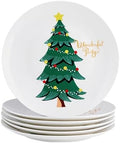 Christmas Dishes Set for 6,10 Inch Bone China Tree Dinner Plates,Xmas Table Centerpieces Porcelain Dinnerware Set (6pcs, 10 inch) by SwuutKitchen