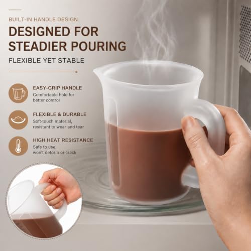 Palksky 2 Cup Measuring Cups with Spout, 16 oz Liquid Measuring Cups with Handle, Flexible Microwave Safe Measuring Cup for Baking, Cooking, Chocolate, Butter, Syrup - Image 2
