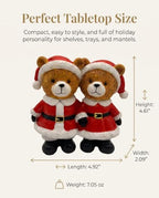 Christmas Decoration Indoor Duo Teddy Bear Figurine - Resin Santa Bears Couple Statue, Festive Winter Tabletop Decor, Holiday Mantel Tiered Tray Accent for Home Decor - Image 4