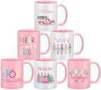 Didaey 6 Pcs Pink Christmas Mugs 12 oz Nutcracker Ceramic Coffee Cup Gifts by Didaey
