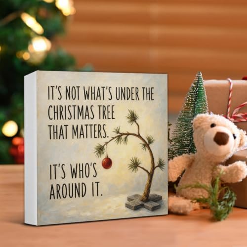 Christmas Tree Home Decor, Inspirational Quotes Christmas Wooden Sign - Image 5