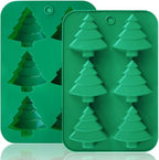 Christmas Tree Silicone Molds 2PCS for Soap Chocolate Candy Cake Cocoa Bomb Bath Bomb Ice Candle Food, 3D Xmas Themed Treat Baking & Freezing Tray BPA Free Food Grade Holiday Moulds by HKNMTT