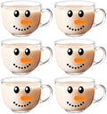 Sliner 6 Pcs Christmas Glass Coffee Mugs with Handle, 16 oz Clear Irish Coffee Mugs Footed Irish Glasses Christmas Winter Holiday Cups for Beverages Latte Hot Chocolate(Snowman) by Sliner