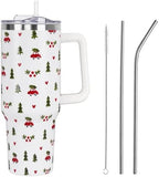 Christmas Tumbler with Handle and Straw Lid 40 oz,Cute Merry Xmas Tree Red Car Gifts for Women Vacuum Insulated Leak Proof Tumbler,Winter Holiday Accessories Stainless Steel Coffee Cup Mug by Unknown