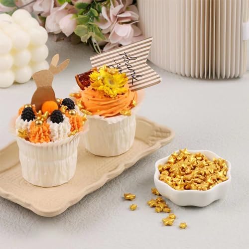 Sentovac Gold Star Sprinkles Edible Sugar for Cake Decorating Mix Sizes Gold Star Sprinkles Cake Topper Cupcake Cookie Baking Decorations Halloween Christmas Wedding Supplies 4.23oz - Image 7