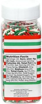 Red, Green & White Christmas Sprinkles Jimmies 3.17 oz, Sprinkles For Cake Decorating, Cake Sprinkles, Sprinkles For Baking, Ice Cream & More, The Hampton Candy Company - Image 2