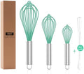 Teal Silicone Whisk Set of 3, 8/10/12 Inch, Non-Scratch, Aqua by OYV