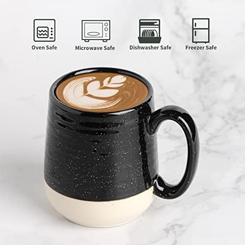 HASENSE Coffee Mugs Set of 4, 15 Ounce Ceramic Coffee Cups with Handles, Porcelain Large Latte Mug for Coffee Cappuccino Tea, Black Mugs for Men, Women Christmas Holiday Gift - Image 2
