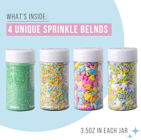 Sweets Indeed Sprinkles, 4 Pack, Edible Sprinkle Mix, Perfect for Cake Decorations, Baking, Ice Cream, Cookies, Cupcake Topper (Spring) - Image 2