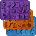 Halloween Molds Silicone for Chocolate 3 Pack, 3D Halloween Chocolate Candy Gummy Mold Skull Pumpkin Bat Ghost Witch Hat Spider tombstone Shapes Mold by HKNMTT