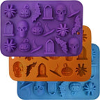 Halloween Molds Silicone for Chocolate 3 Pack, 3D Halloween Chocolate Candy Gummy Mold Skull Pumpkin Bat Ghost Witch Hat Spider tombstone Shapes Mold by HKNMTT