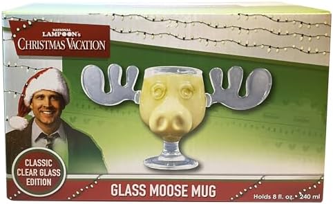 National Lampoon’s Christmas Vacation Griswold Moose Mugs – Holiday Drinkware Set, Movie Collectible Cups, Gag Gift, White Elephant for Adults Kids and Family - 8 oz glass by ICUPInc