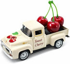 Cherry Truck Decor, Vintage Cream Pickup Truck with Cherry Arrangement, Rustic Farmhouse Summer Tiered Tray Decor, Kitchen Table Centerpiece, Home Office Shelf Decorations by Unknown
