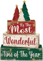Moucuny 4 Pcs Christmas Tree Table Decorations Xmas Wooden Blocks Signs by Moucuny
