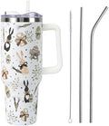 Easter Tumbler with Handle and Straw Lid 40 oz,Cute Easter Spring Gift for Women Men Bunny Rabbit Eucalyptus Eggs Carrots Vacuum Insulated Leak Proof Stainless Steel Coffee Cup Mug by Unknown