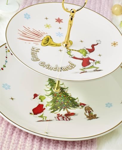 Lenox Merry Grinchmas Porcelain 2-Tier Christmas Serving Tray - Image 4