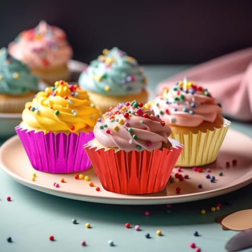 400pcs Mini Foil Cupcake Liners Cupcake Baking Cups, 8 Bright Colors - Image 7