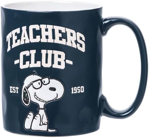 Silver Buffalo Peanuts Snoopy Teacher, Wax Resist Ceramic Pottery Mug, 17oz by SilverBuffalo